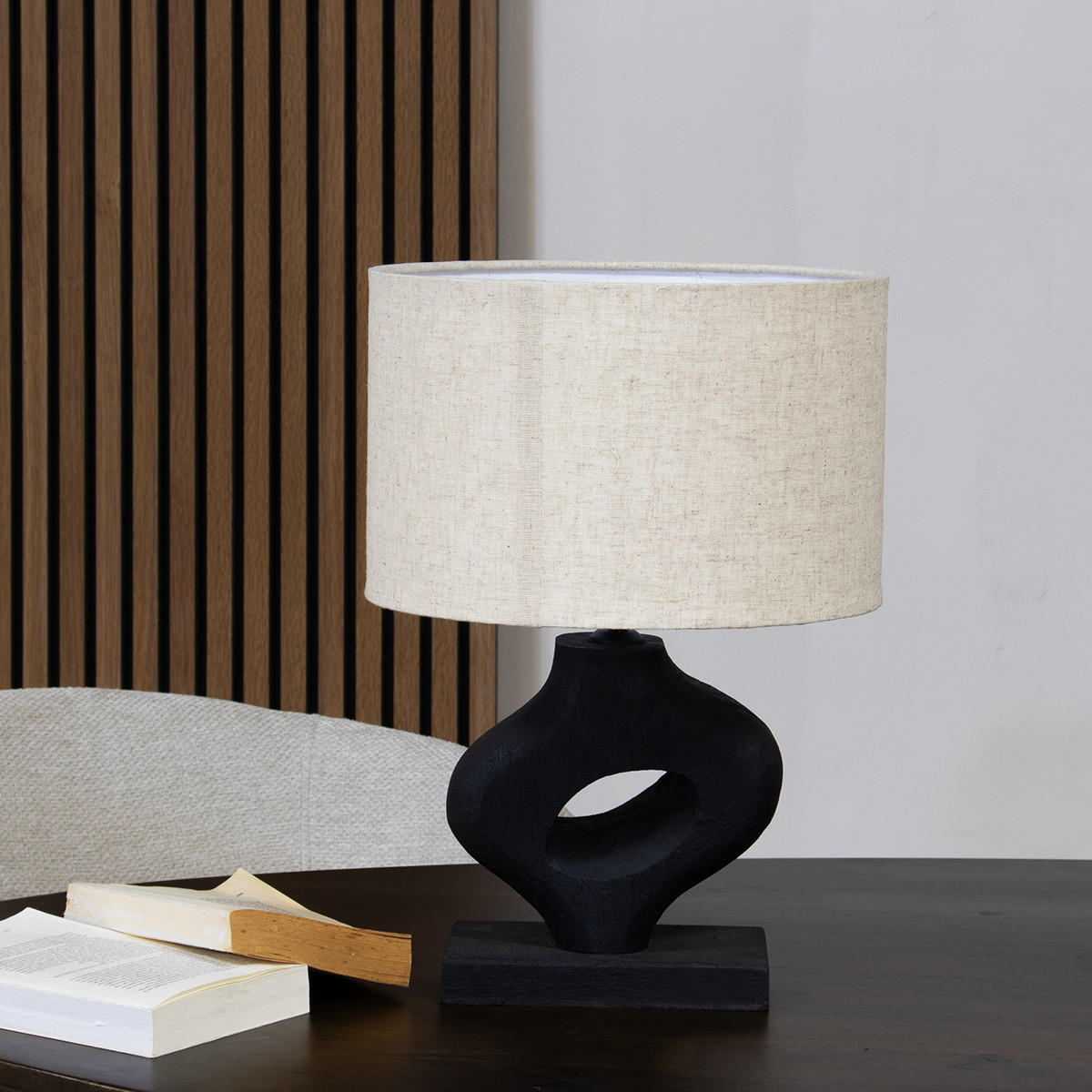 TISCHLAMPE aus Mangoholz 40cm, schwarz - Schwarz, Holz (30/30/40cm) - Giga Meubel