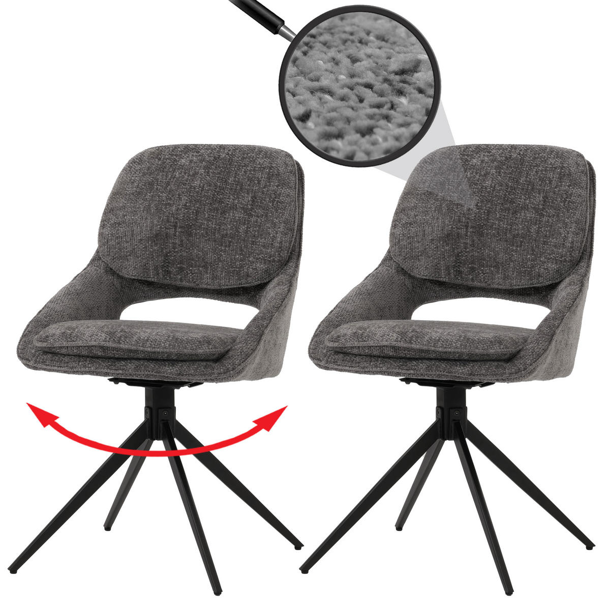 ESSZIMMERSTUHL Grau 2er-Set - Grau, Textil (55/87/55cm) - MCW