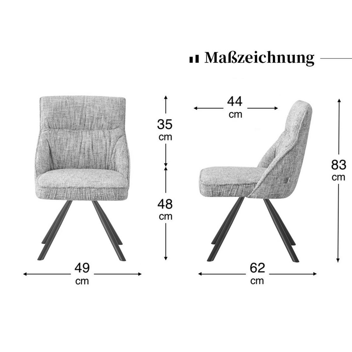 ESSZIMMERSTUHL SERINA 2er-Set - Türkis/Schwarz, Textil/Metall (49/83/62cm) - DUBI Möbel