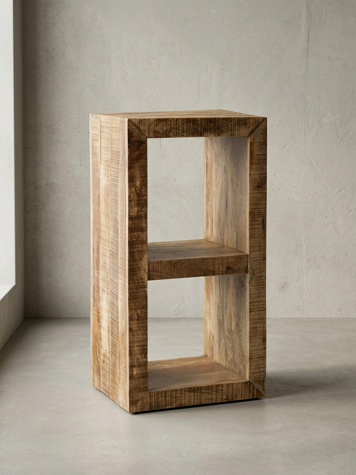 REGAL Massivholz Mango Cubeform Vintage EWA, Beige 45x35x90 cm - Beige, Holz (45/90/35cm) - KADIMA DESIGN