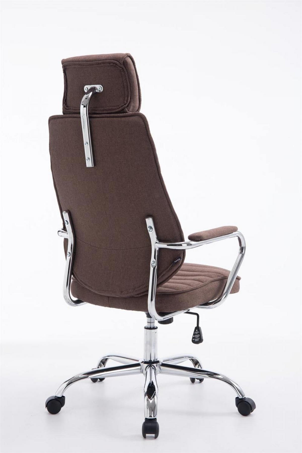 CHEFSESSEL Stoff braun - Chromfarben/Braun, Textil/Metall (60/117/67cm) - CLP