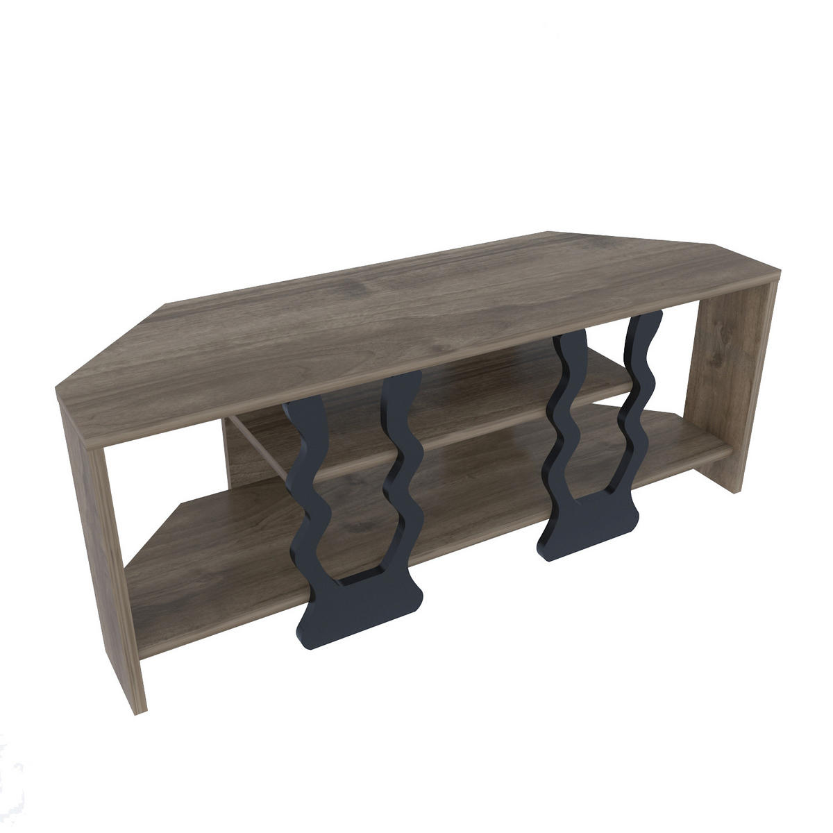 TV-ELEMENT Firal Walnuss Schwarz - Walnussfarben/Schwarz, Holzwerkstoff (35/41.8/110cm) - Decorotika