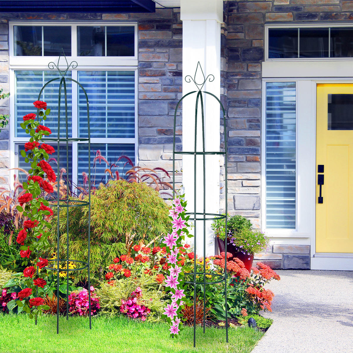 2XRANKHILFE - Dunkelgrün, Metall (41/200/41cm) - Relaxdays