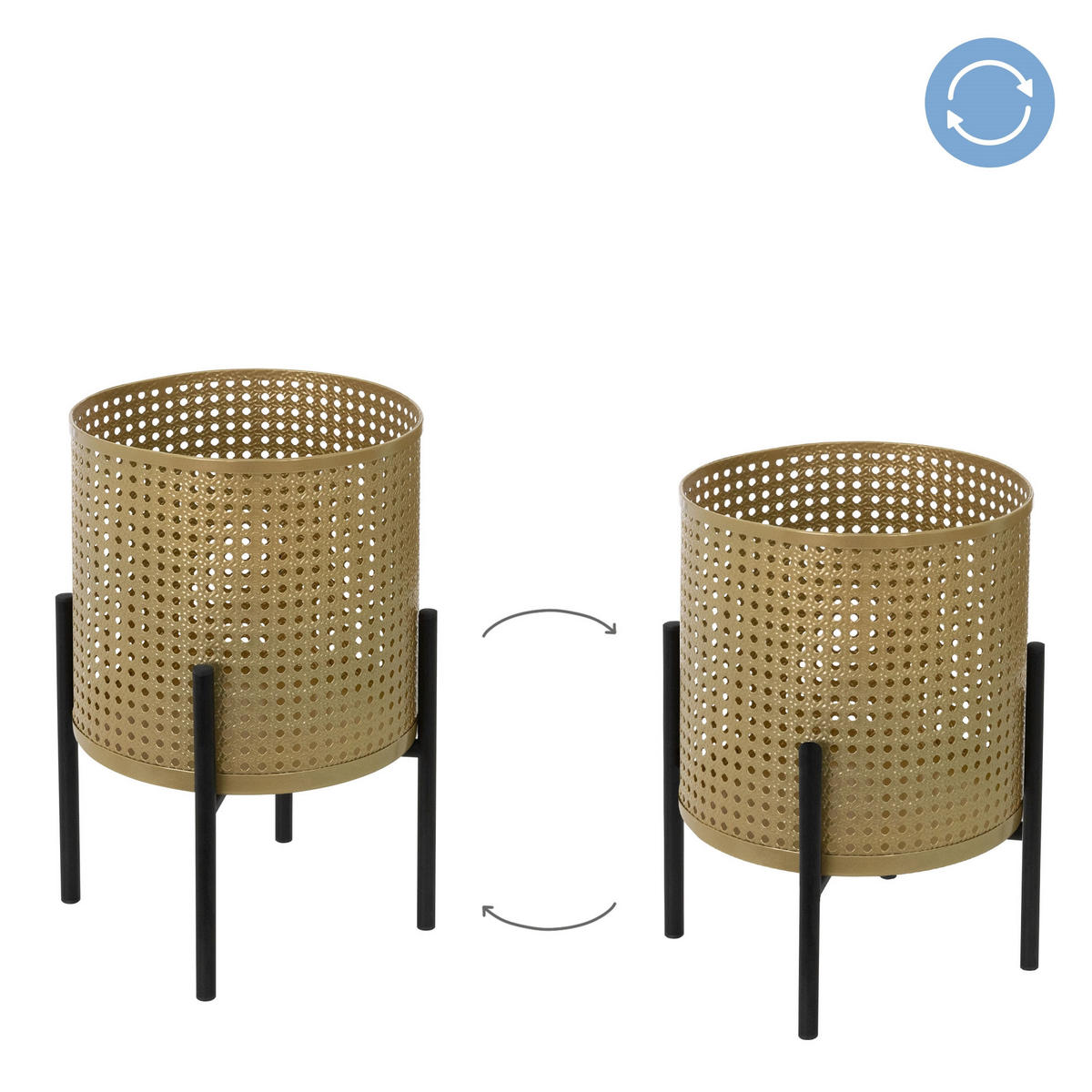 BLUMENSTÄNDER 3er Set - Goldfarben, Metall (30/30/50.5cm) - ML-DESIGN