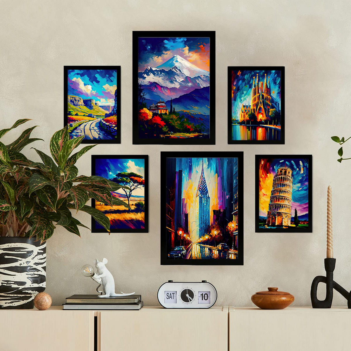 POSTER Set Mit 6 Vermächtnis Im Ölgemälde Stil A3 & A4 Schwarzer Rahmen - Schwarz, Papier (29/3cm) - Nacnic