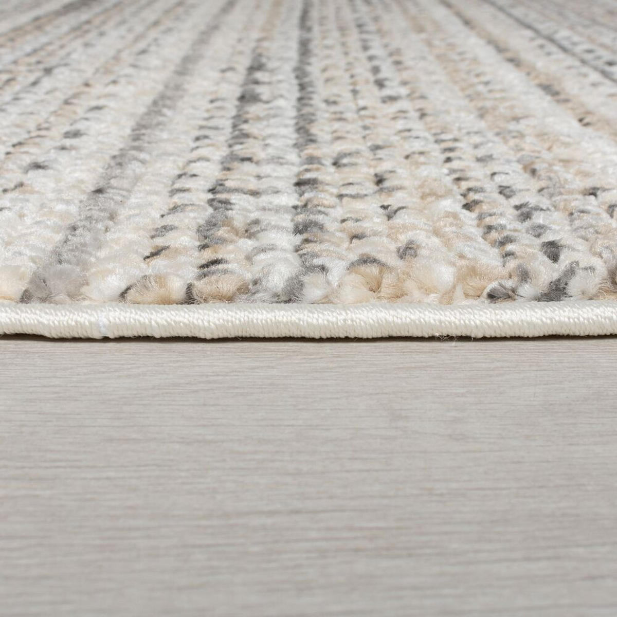 TEPPICH Streifen-Design, strapazierfähig PERRAN, Naturfarben 140x140 cm - Naturfarben, Textil (140/140cm) - KADIMA DESIGN