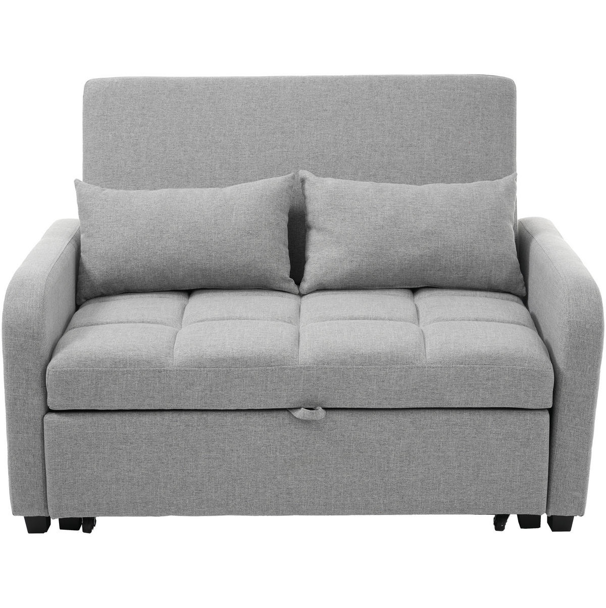 SCHLAFSOFA Baumwoll-Leinen mit verstellbarer Rückenlehne Antikgrau 127/75/94 cm - Grau, Textil (75/94/127cm) - Redom