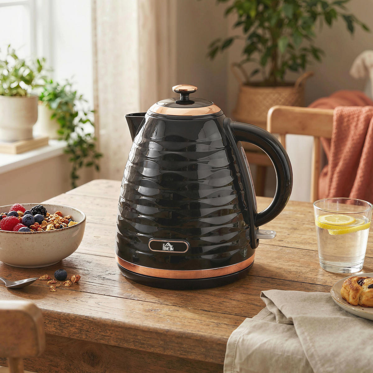 ELEKTRISCHER WASSERKOCHER DE-07956 1,7L mit Schnellkochfunktion - Schwarz, Kunststoff (19.5/23.2/24.1cm) - ComfortXL
