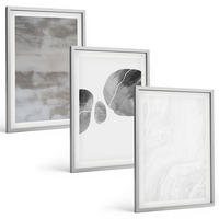 BILDER SET 3er Set - 40x60 cm Silberner Rahmen - Abstrakte moderne Strukturen - Silberfarben, Kunststoff (40/60cm) - TULUP