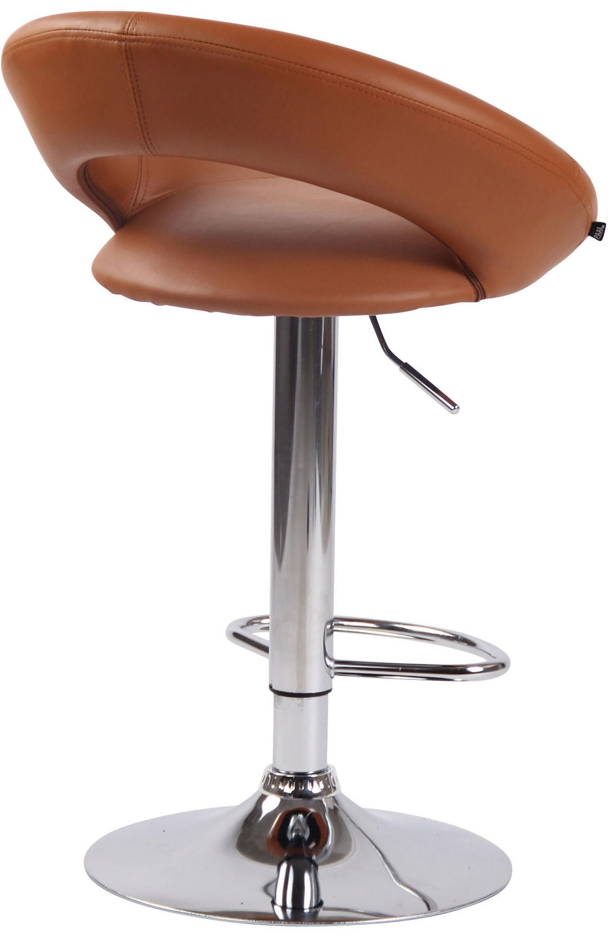 BARHOCKER Olin, Gestell Metall in Chromoptik, Kunstleder Hellbraun - Hellbraun/Chromfarben, Kunststoff/Textil (53/100/47cm) - TPFLiving