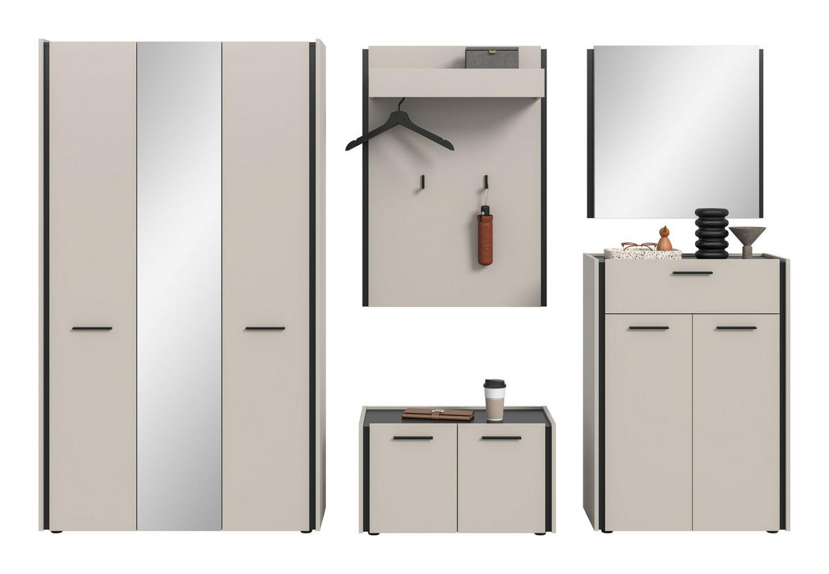 GARDEROBEN-SET EMIL 5-tlg. (B/H/T: ca. 287/190/40 cm) in Kaschmir/Kaschmir - Kaschmir, Holzwerkstoff (287/190/40cm)