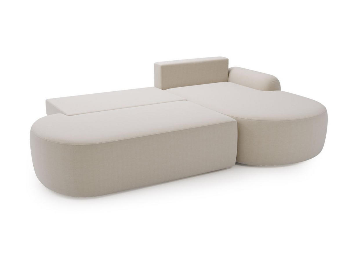 ECKSOFA Aurio O Bouclé-Stoff Creme Rechts - Creme, Holz/Textil (271/177cm) - Graingold