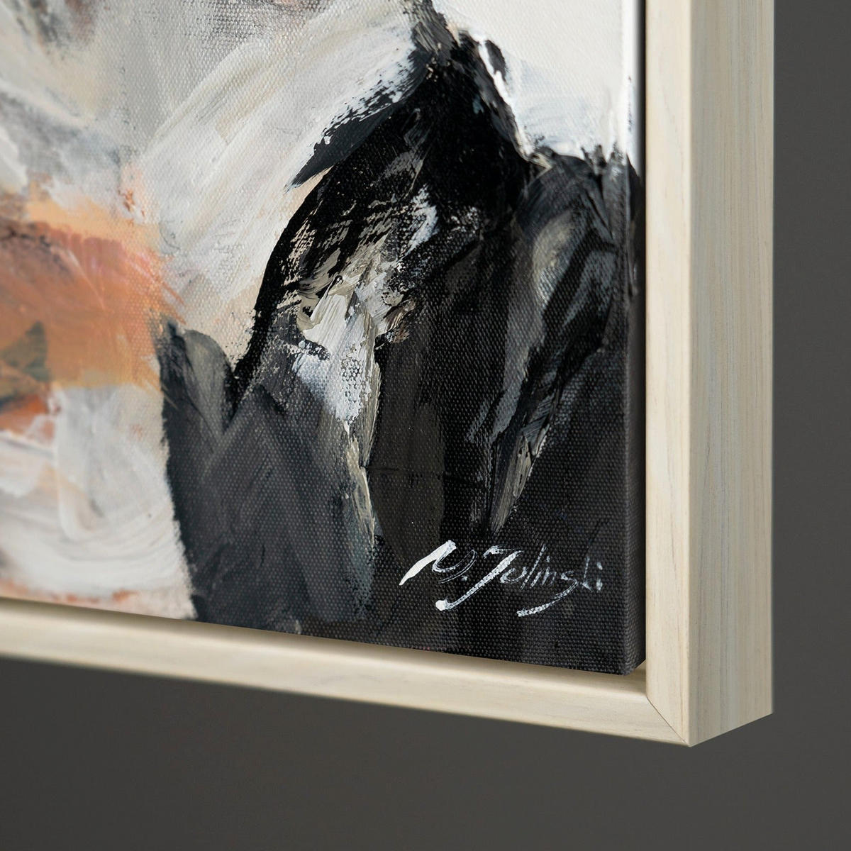 GEMÄLDE Schaffung Schattenfugenrahmen Beige 140x100 cm - Beige, Holz (140/100cm) - YS-art gallery