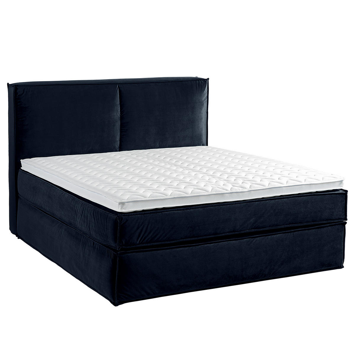 BOXSPRINGBETT mit Kopfteil - Premium - Dunkelblau, Textil (180/200cm) - home24