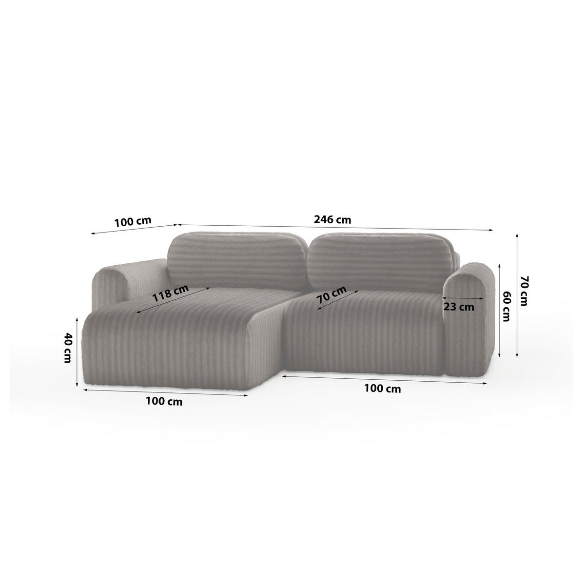 ECKSOFA mit Schlaffunktion Emmen Mini, Dunkelbraun - Dunkelbraun, Textil (246/100cm) - Fedve