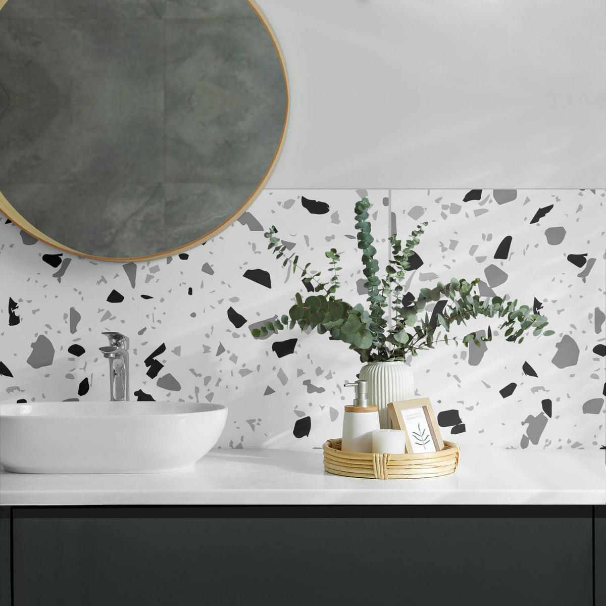 WANDPANEEL 100x50 cm selbstklebend Granilla - Weiß, Kunststoff (50/1.6/100cm) - Wallfluent