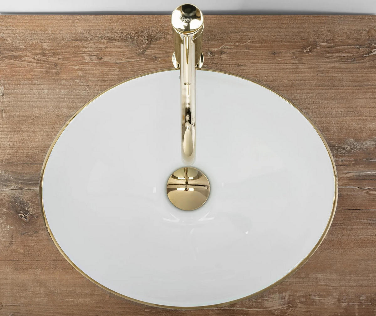 AUFSATZWASCHBECKEN Rea Sofia Brush Gold - Goldfarben, Keramik (34.5/15/41cm) - REA