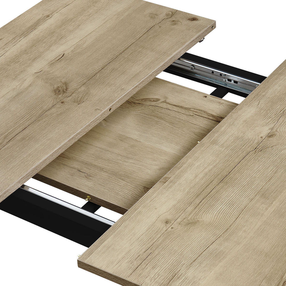 ESSTISCH PIUS 120-160/80/76 cm - Schwarz/Eiche San Remo, Holzwerkstoff/Metall (120/80/76cm) - B&D Home