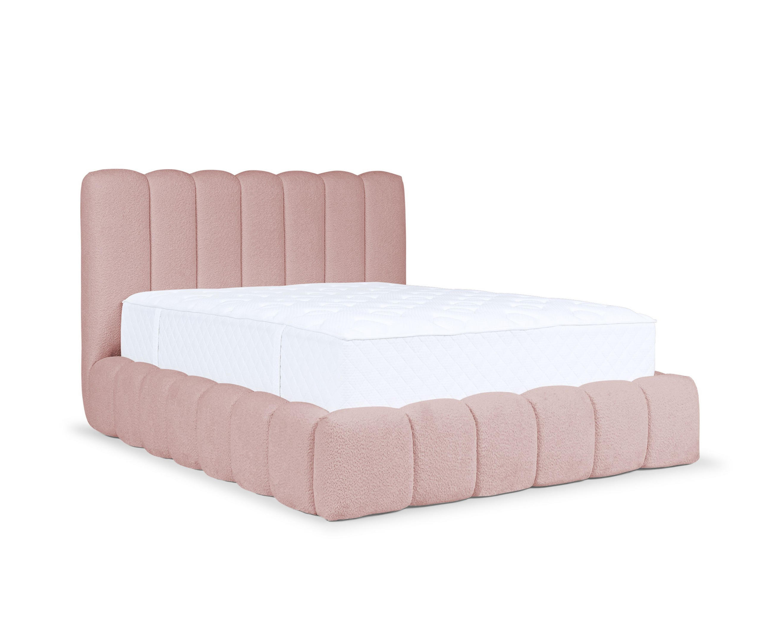 POLSTERBETT CHLOE mit Bettkasten 180x200,Doppelbett mit Stauraum und Lattenrost,Boxspringbett-Optik,ohne Matratze,Schlafzimmer-Puderrosa - Hellrosa, Holz (180/200cm) - Furnistar