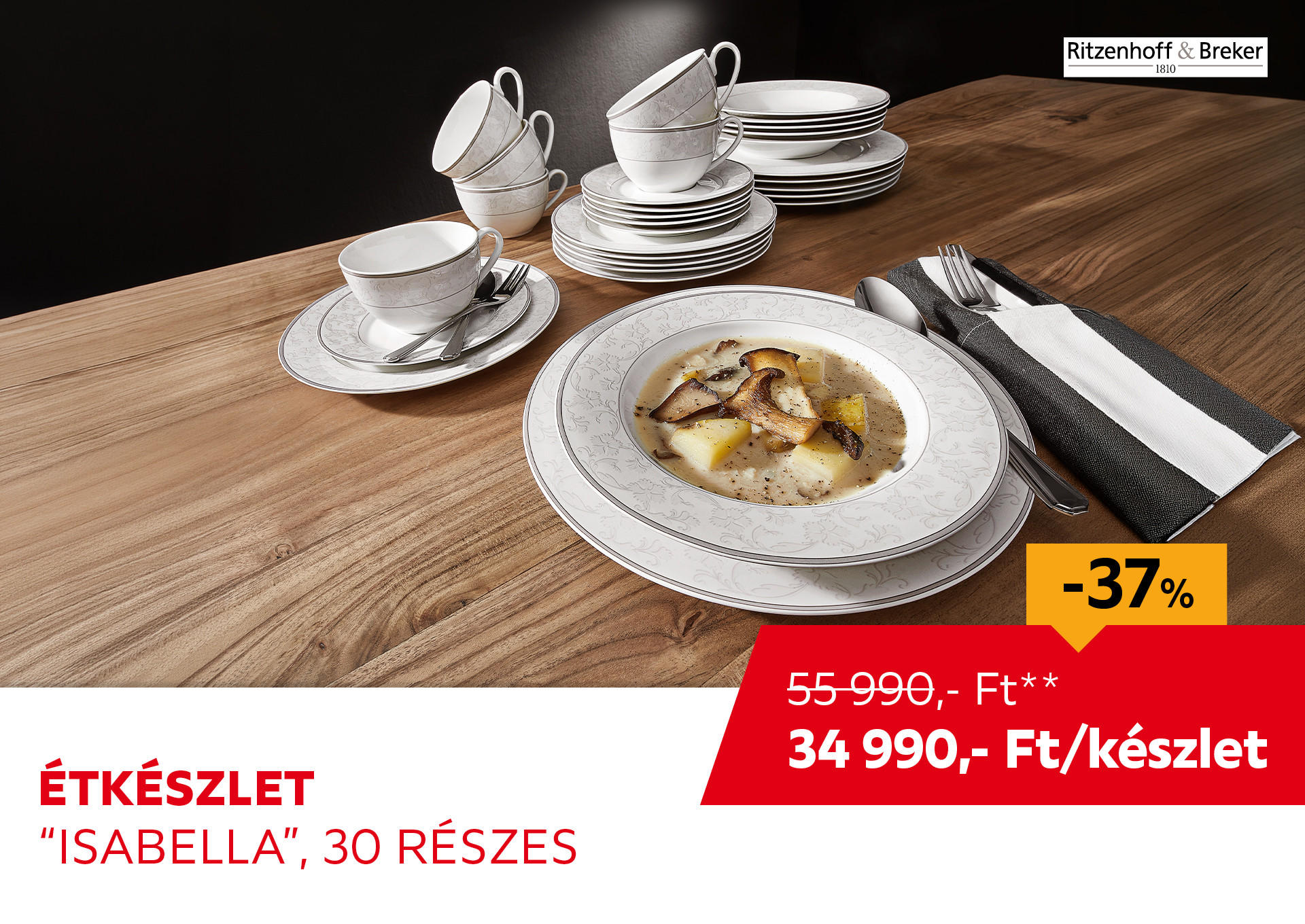 Étkészlet "Isabella", 30 részes Kiemelt termék 55990 Ft.- helyett 34990 Ft.-
