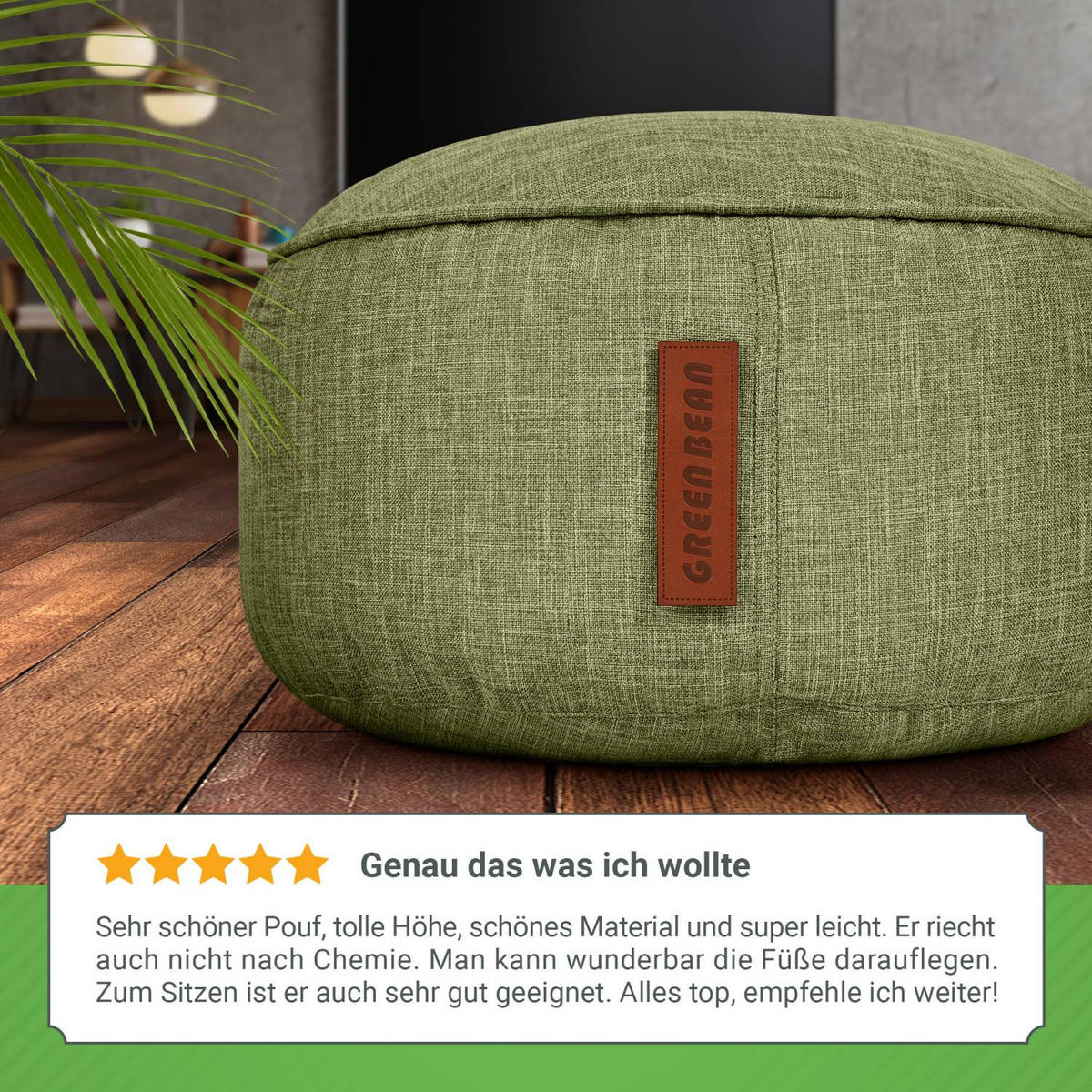 SITZSACK-HOCKER "Home Linen" 45x25cm - Grün, Textil (45/25/45cm) - Green Bean