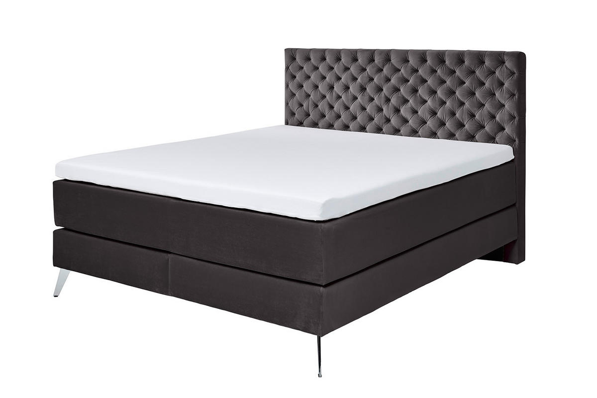 BOXSPRINGBETT SINDAR Anthrazit Webstoff - Anthrazit/Silberfarben, Textil (160/200cm) - KAWOLA