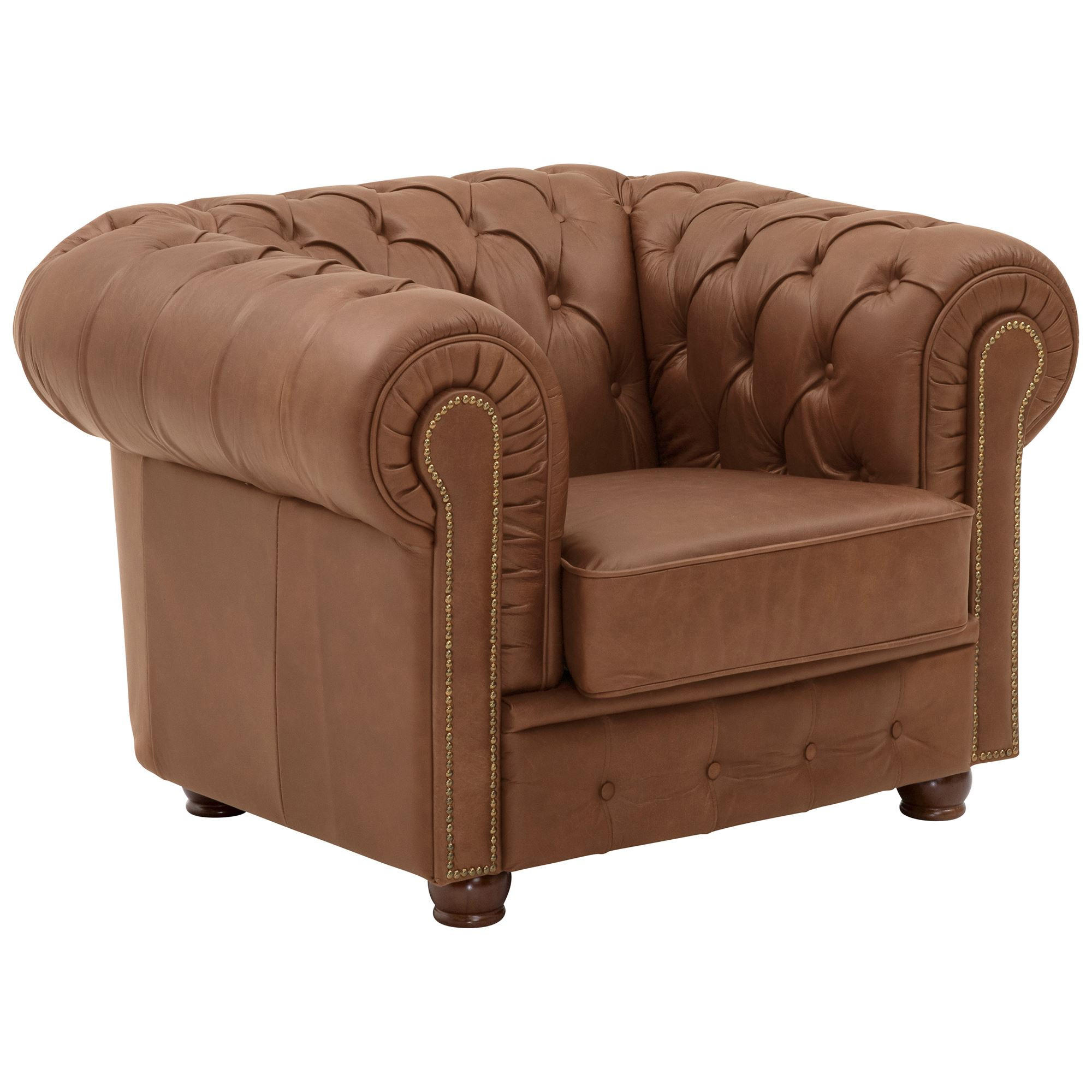 CHESTERFIELD-SESSEL Kath Echtleder (Antikoptik) cognac - Cognac, Leder (110/74/98cm) - 58aufmkessel