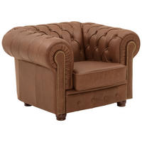 CHESTERFIELD-SESSEL Kath Echtleder (Antikoptik) cognac - Cognac, Leder (110/74/98cm) - 58aufmkessel