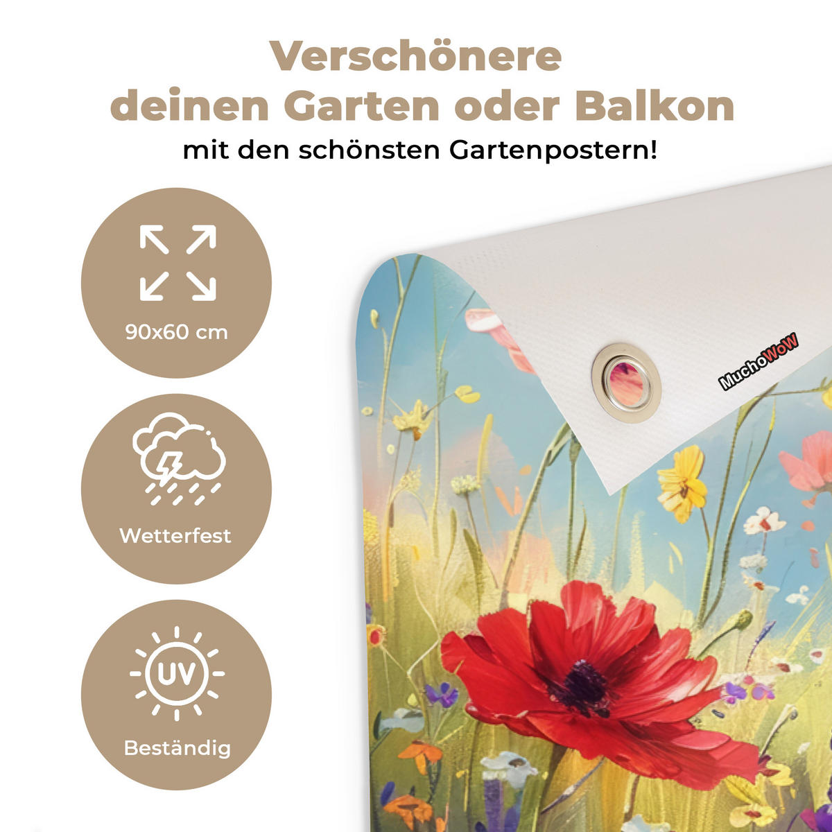 ZAHRADNÍ PLAKÁT Květiny - Příroda - Botanické - Umění 90x60 cm - světle modrá, plast (90/60/0.2cm) - OnlyWow