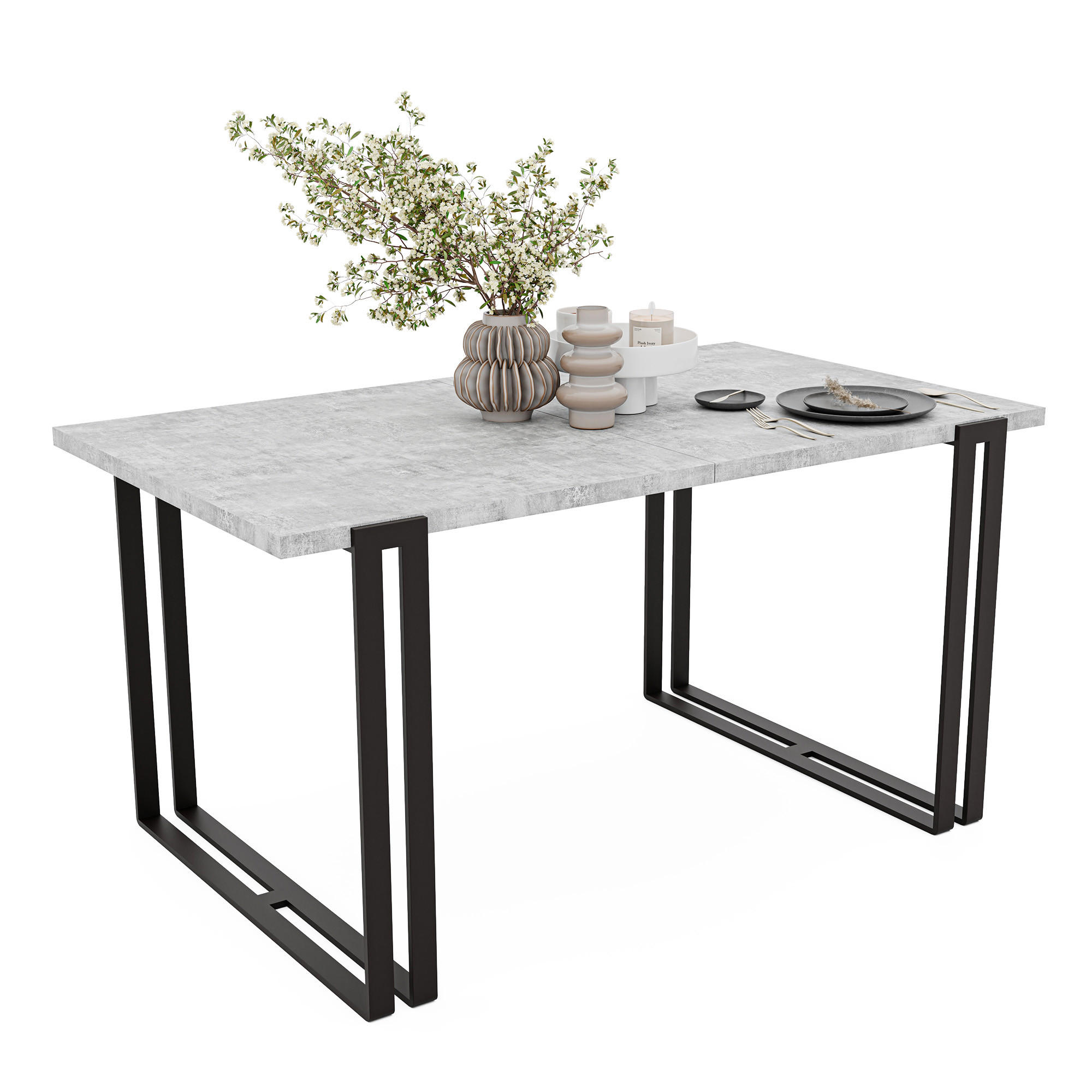 TISCH ausziehbar aus MDF, Grau - Schwarz/Grau, Holzwerkstoff (160/80/76cm) - Idohome