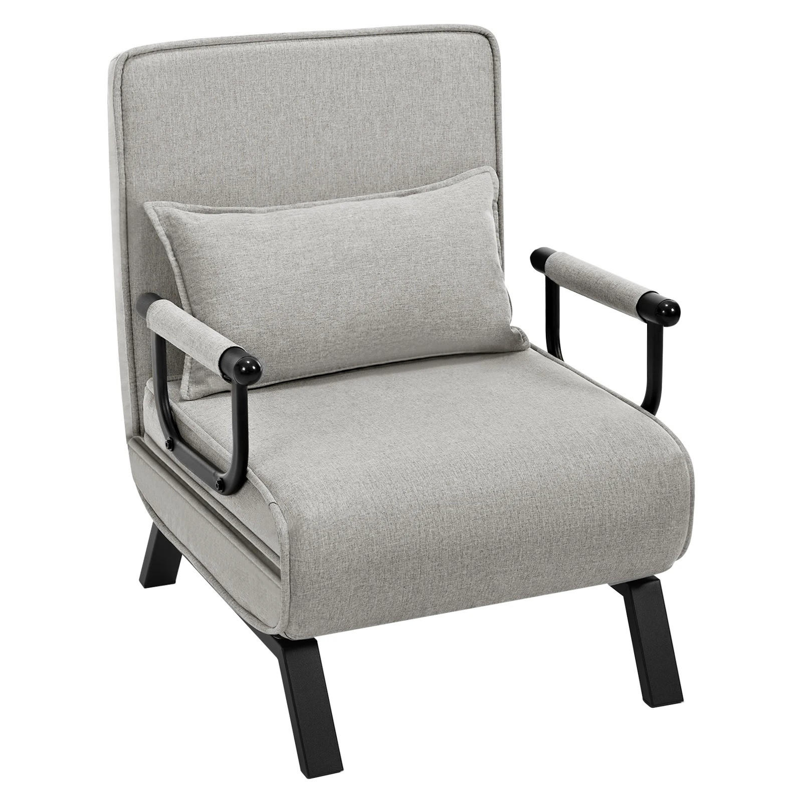 SCHLAFSOFA 3-in-1 Klappsofa Grau, 1 Stück, mit Kissen - Hellgrau, Textil (65/75/78cm) - Kaket