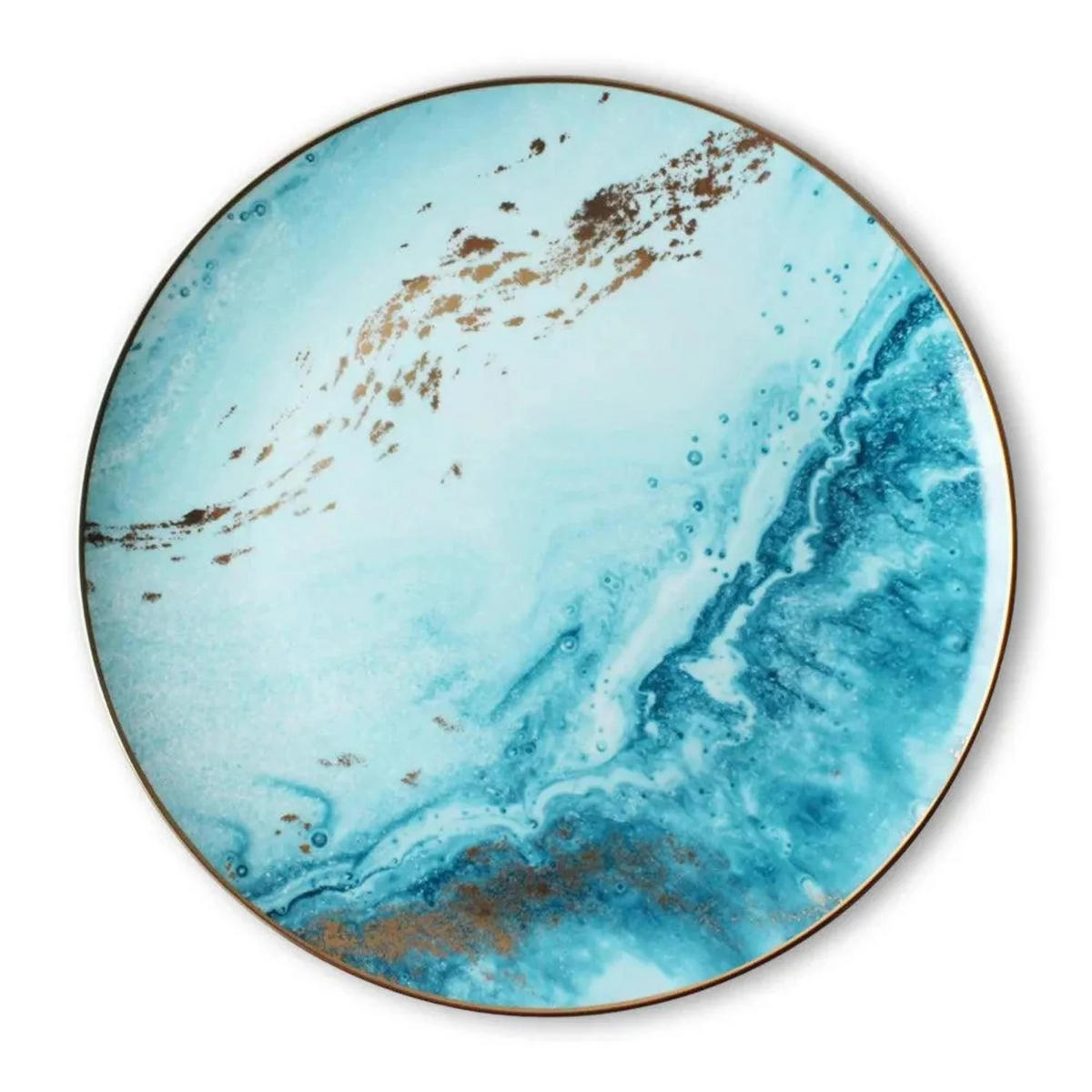 TELLERSET Blau Goldrand Bone China Blau Gold 4tlg Ø30 Ø26 Ø20 Ø16 cm - Goldfarben/Hellblau, Keramik (30/2/2cm) - Quality Elegance