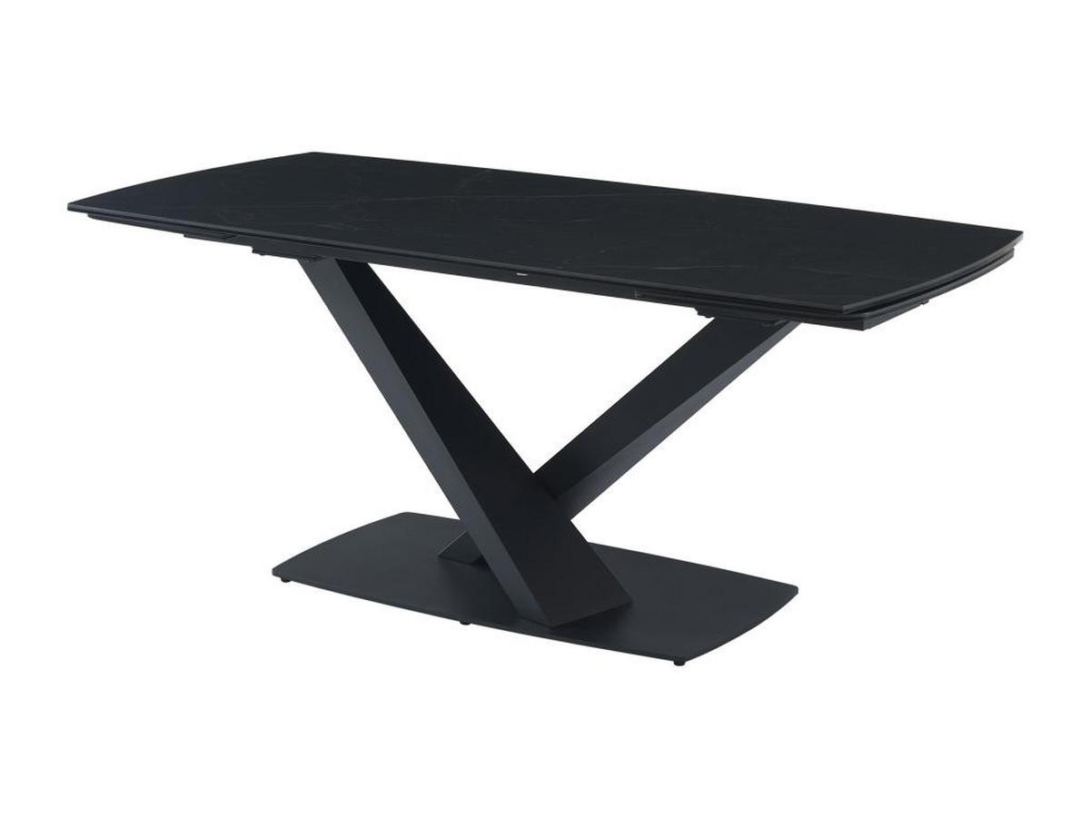ESSTISCH ausziehbar - 6 bis 10 Personen - Sicherheitsglas, Keramik & Metall - Marmor-Optik Schwarz - MALATA - Schwarz, Glas (260/90/76cm) - Vente-Unique