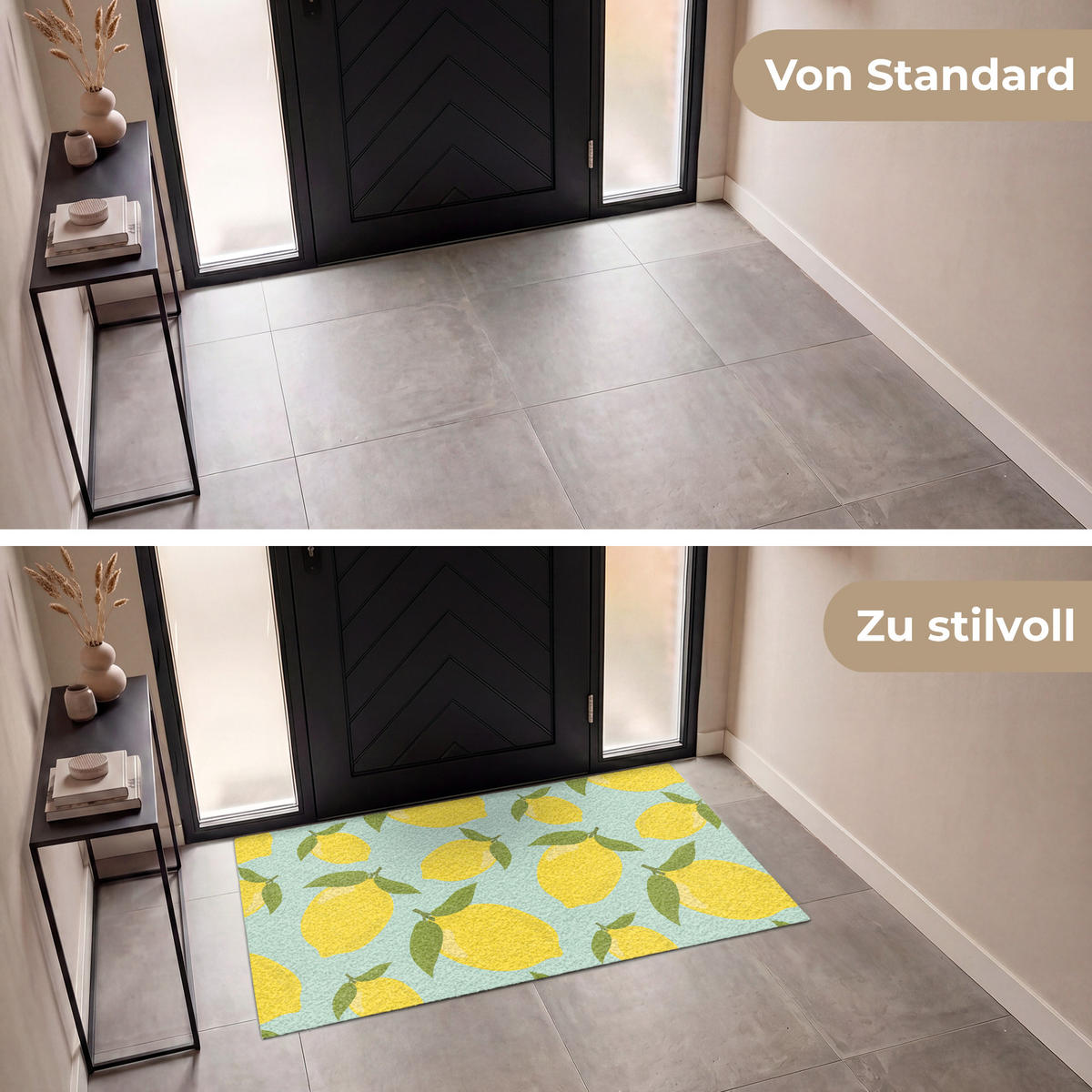 ROHOŽKA Citróny vzor - Žltá - Modrá - Vzor - Ovocie 150x90 cm - žltá, plast (150/90cm) - MuchoWow