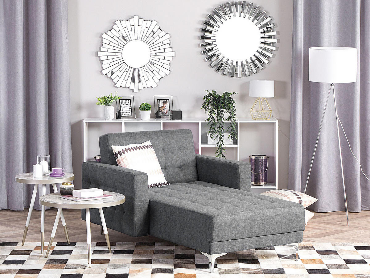 CHAISELONGUE Polsterbezug hellgrau/silber Aberdeen - Silberfarben/Grau, Textil (107/83/168cm) - Beliani