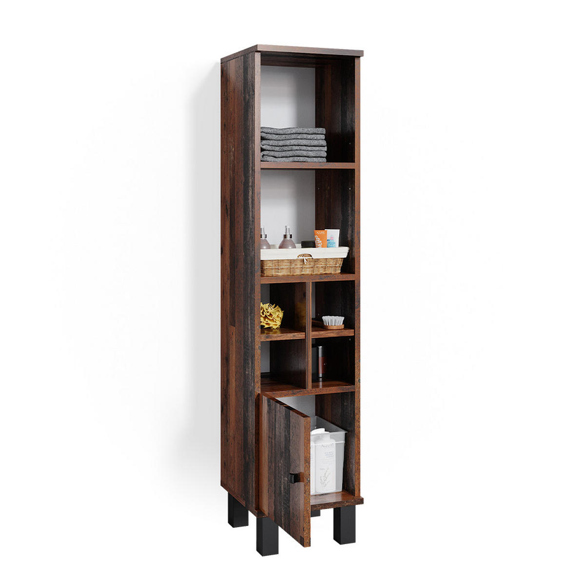 MIDISCHRANK Fynn Eiche rustikal 30 x 130.6 cm kleine Tür - Wildeiche, Holzwerkstoff (30/130.6/30cm) - Vicco
