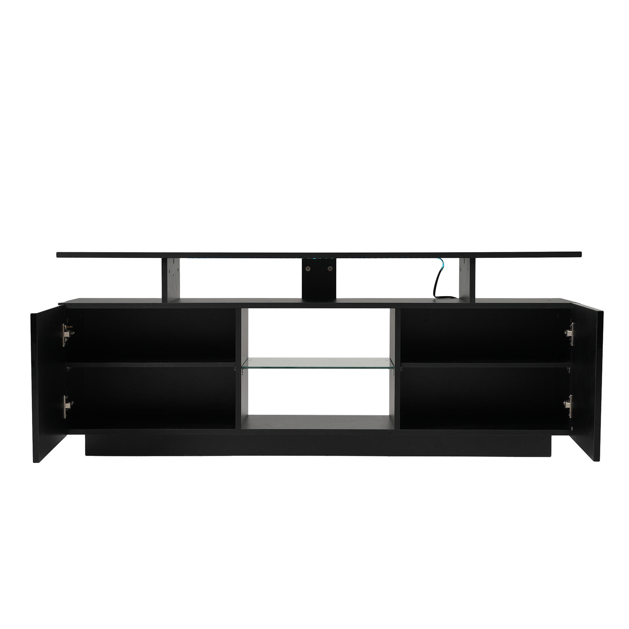 TV-RACK 140/35/55 cm Natürlich mit 16-Farben-LED-Beleuchtung - Schwarz, Holz (140/55/35cm) - Oxeza