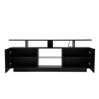 TV-RACK 140/35/55 cm Natürlich mit 16-Farben-LED-Beleuchtung - Schwarz, Holz (140/55/35cm) - Oxeza