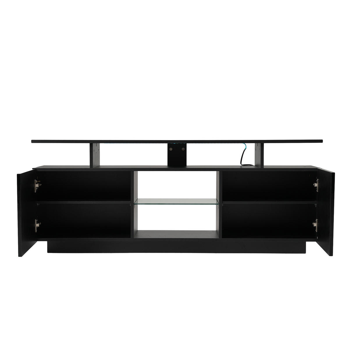 TV-SCHRANK 140cm 16-Farben LED Hochglanz Glasfach Schwarz - Schwarz, Holzwerkstoff (35/55/140cm) - FLIEKS