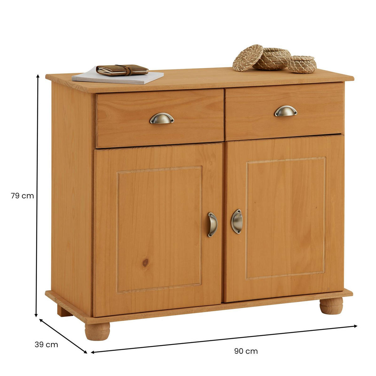 APOTHEKERKOMMODE COLMAR - Kieferfarben, Holz (91/79/39cm) - IDIMEX