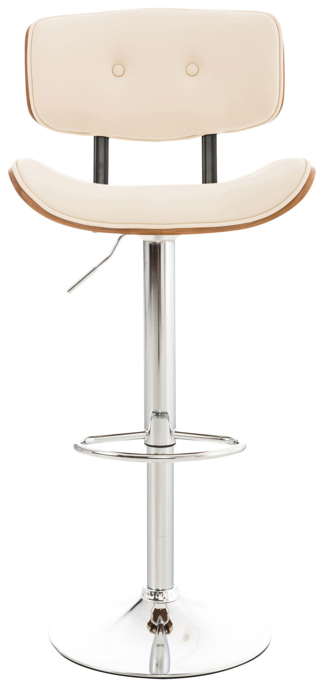 BARHOCKER Lederlook walnuss/creme - Chromfarben/Walnussfarben, Textil/Metall (50/94/56cm) - CLP