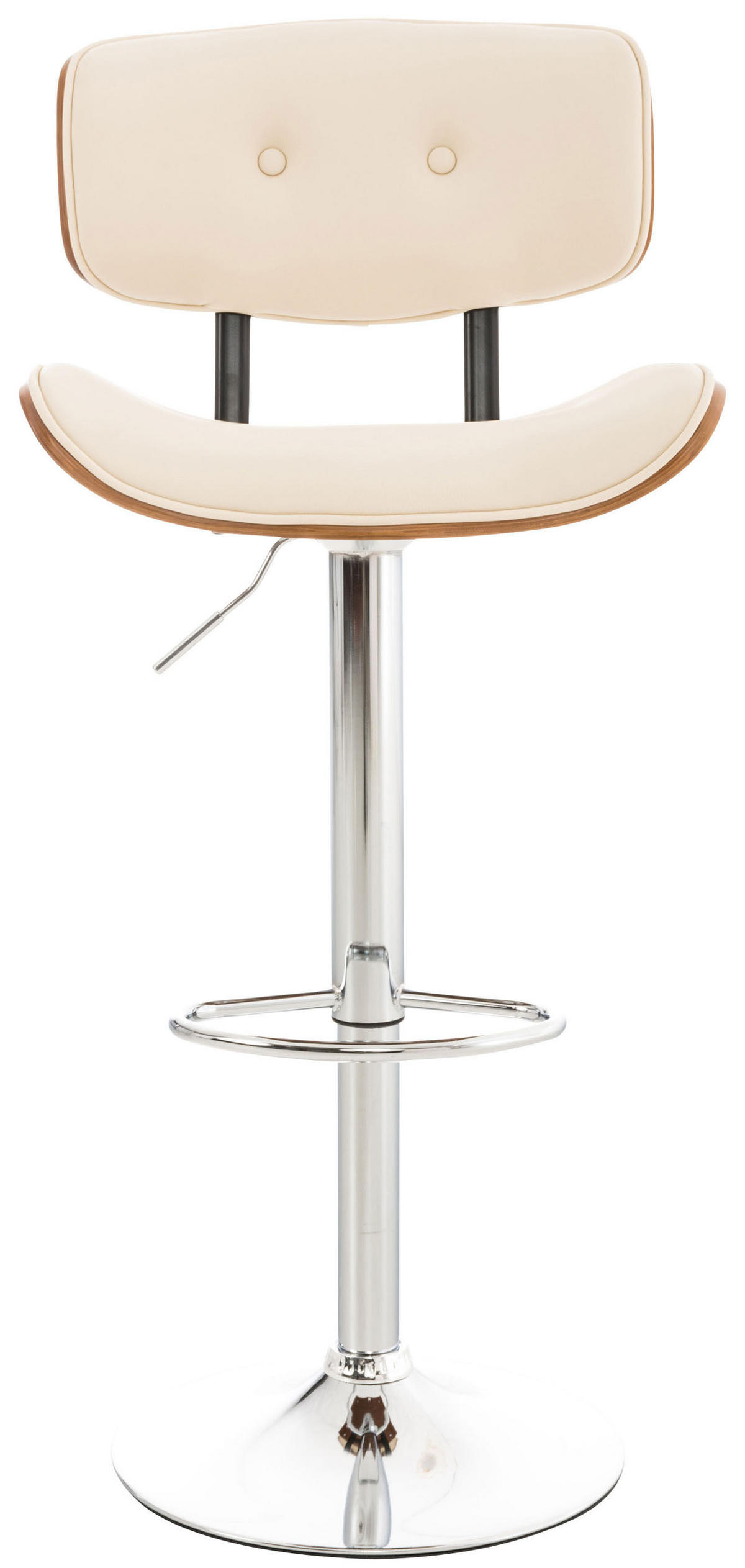 BARHOCKER Lederlook walnuss/creme - Chromfarben/Walnussfarben, Textil/Metall (50/94/56cm) - CLP