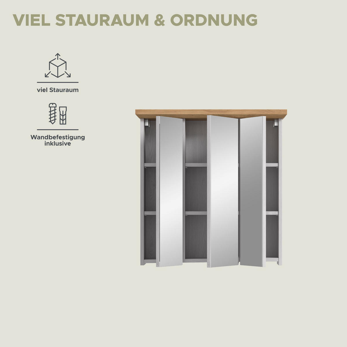 SPIEGELSCHRANK Siena (B/H/T: ca. 69/71/21 cm) in Sibiu Lärche Nachbildung/Sibiu Lärche Nachbildung - Lärchefarben, Holzwerkstoff (69/71/21cm)