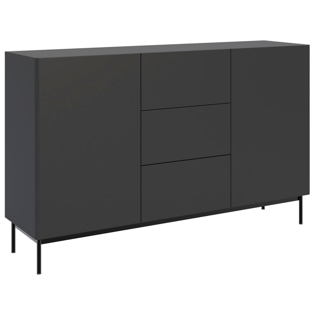 SIDEBOARD Olio SCHWARZ 160 CM - Schwarz, Holzwerkstoff/Metall (160/90/38.6cm) - Selsey
