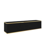 TV-BOARD FORNO (Hängend, Schwarz, Rillenfront, Goldene Details, 2 Klapptüren, 135 cm) - Schwarz, Holz/Holzwerkstoff (135/30/32cm) - Ravio