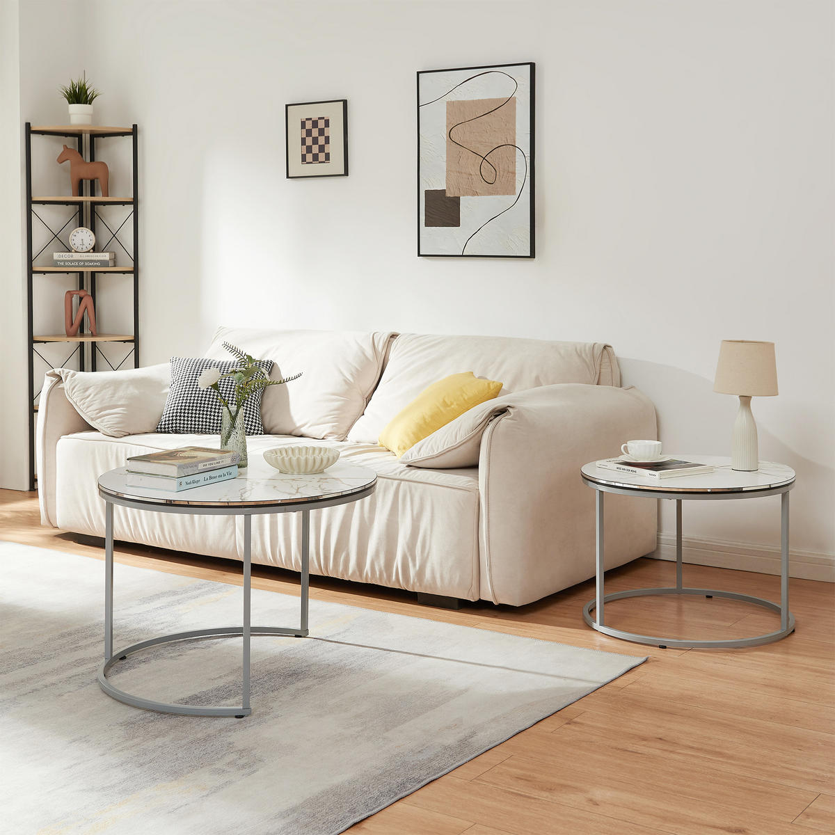 SADA KONFERENČNÍCH STOLKŮ Skagen 2dílná 70/70/50 cm - bílá, kompozitní dřevo (70/70/50cm) - [en.casa]