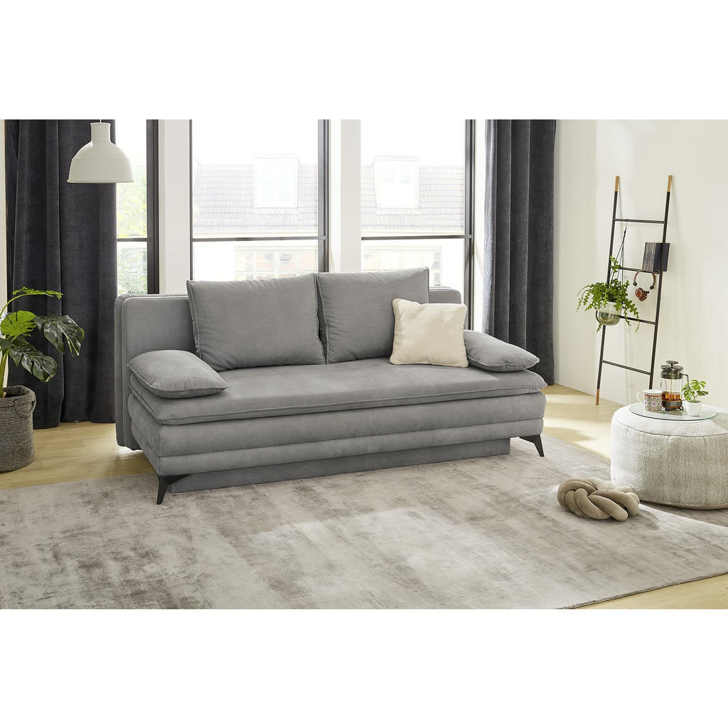 Thumbnail - luma-home Dauer-Schlafsofa, Hellgrau, Textil, 2-Sitzer, Füllung: Kaltschaum, einzeln stellbar,Rechteckig, 202x90x105 cm,...