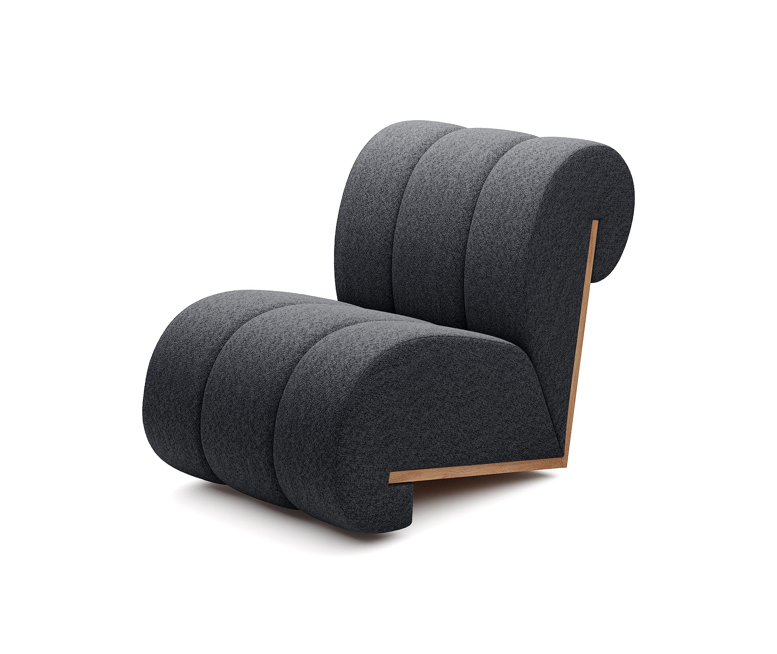SESSEL CATCH ME, Bequeme Polsterung, 3D-Stoff, Hohe Festigkeit, Holzdetails, Schwarze Farbe - Schwarz, Holz/Textil (80/78/100cm) - DomoHome