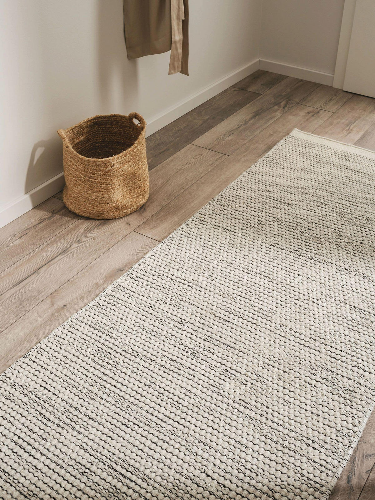 WOLLTEPPICH-LÄUFER Rocco Beige/Schwarz 70x200 cm - Beige, Textil (70/200cm) - benuta Pure