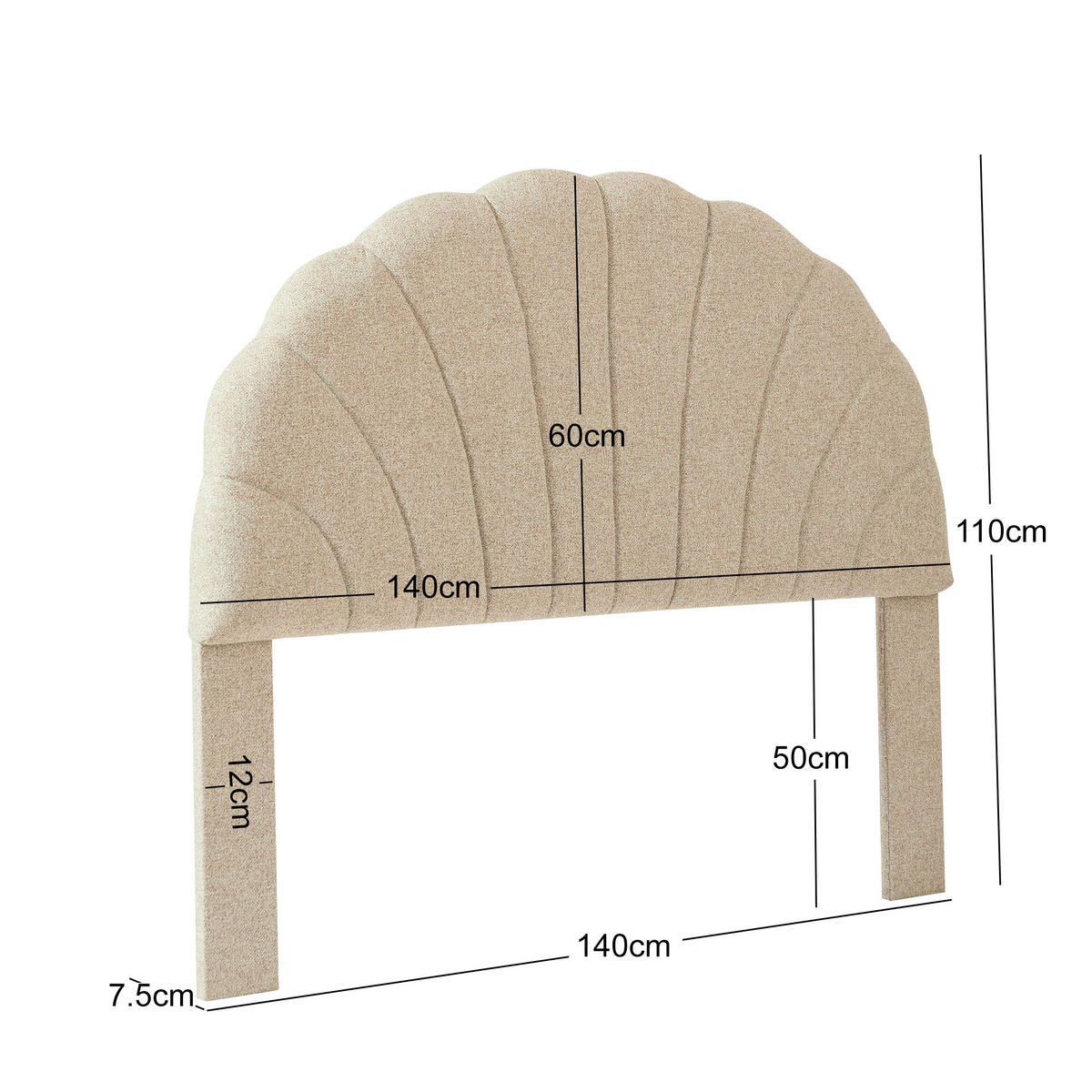 BETTKOPFTEIL Beige 140 cm - Beige, Holz (140/120/7.5cm) - Nordlys